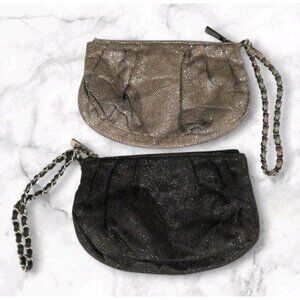 2 EXPRESS Wristlet Purse Metallic Disco Glam Clutch Bag Evening Prom Shimmery